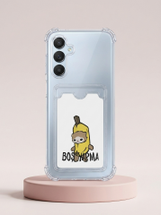 Samsung Galaxy A17 Boş Yapma Muz Detaylı Kart Bölmeli Şeffaf Telefon Kılıfı