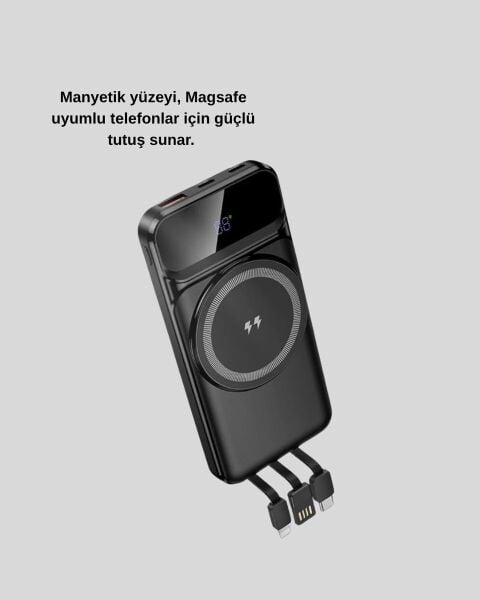 10000 mAh Kablosuz Hızlı Şarj Destekli Powerbank – 15W PD20W Type-C Girişli
