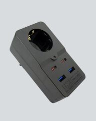 Tip Akım Koruma Prizi 10A 2500W USB Type C Destekli