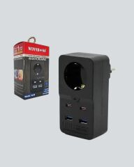 Tip Akım Koruma Prizi 10A 2500W USB Type C Destekli