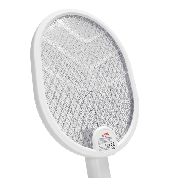 ASONIC AS-A26 Beyaz 3000V Raket Tipi UV Mor Işıklı 1200mAh Bataryalı Şarj Edilebilir Katlanabilir Sinek Öldürücü(1923)
