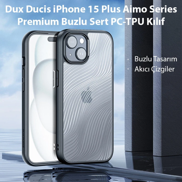 Dux Ducis iPhone 15 Plus Aimo Series Premium Buzlu Sert PC-TPU Kılıf-(5775)