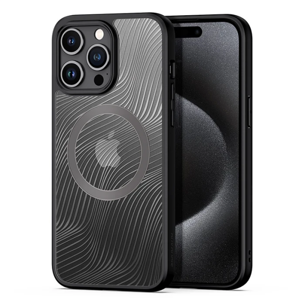 Dux Ducis iPhone 15 Pro Max Aimo Series MagSafe Premium Buzlu Sert PC-TPU Kılıf-(5775)