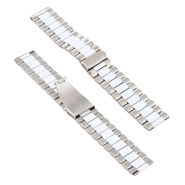 22MM Gear S3 Watch 4 -GT2 GT2E 46MM KayışKordon Seramik Paslanmaz Çelik-(5775)