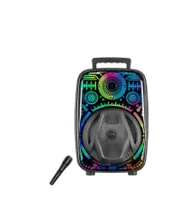 8 İnç Taşınabilir Karaoke Hoparlör Mikrofonlu RGB Işıklı Bluetooth Speaker