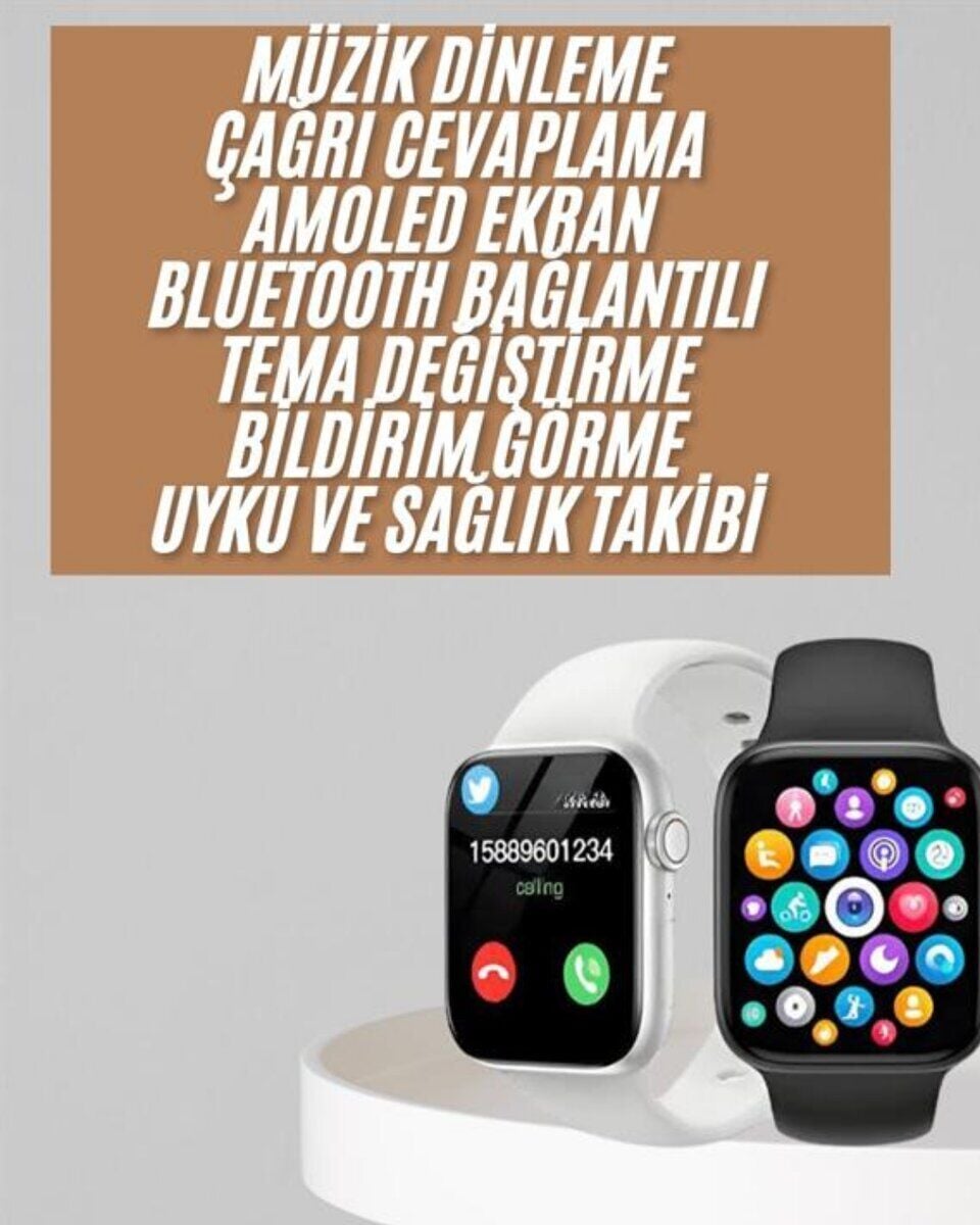 1.83 İnç Akıllı Saat Android ve İOS Uyumlu Çağrı Cevaplayabilen Adımsayar GPS Takibi