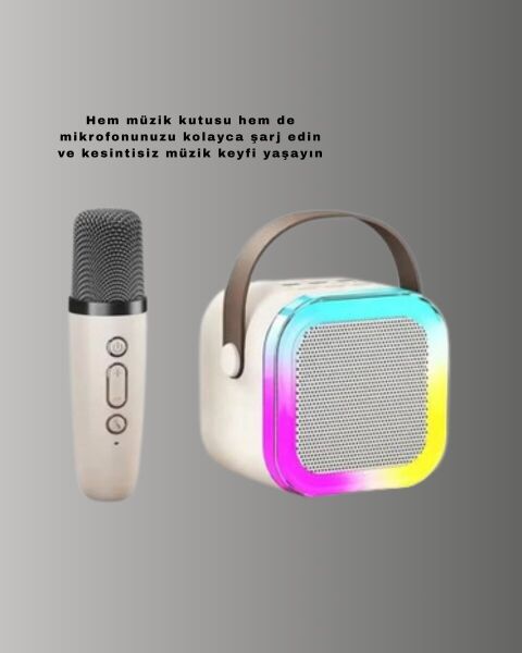 Bluetooth Karaoke Mikrofon ve Hoparlör Seti Taşınabilir