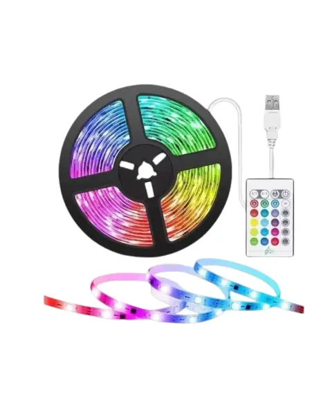 LED Strip RGB 5 Metre Çok Renkli Kumandalı Şerit Led Işık Seti
