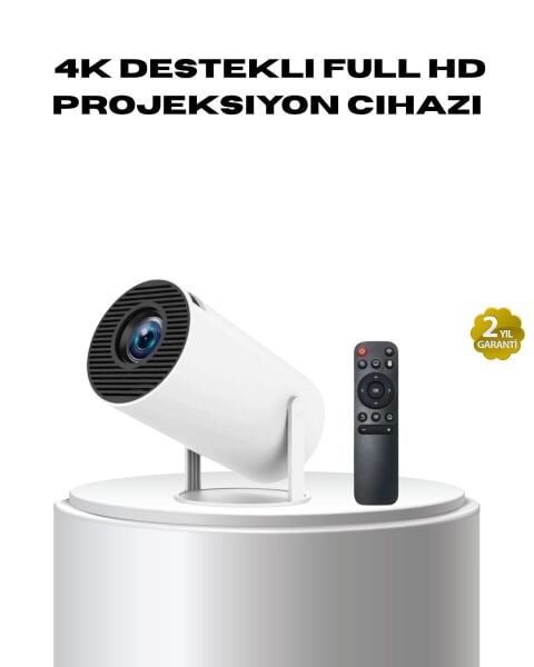 4K Destekli Full HD Projeksiyon Cihazı – 130 inç Geniş Ekran WiFi ve HDMI Bağlantılı