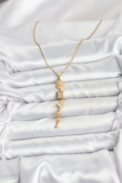 316L Çelik Zincir Gold Renk Kutup Yıldızı Enerji Model Kadın Y Kolye 5886