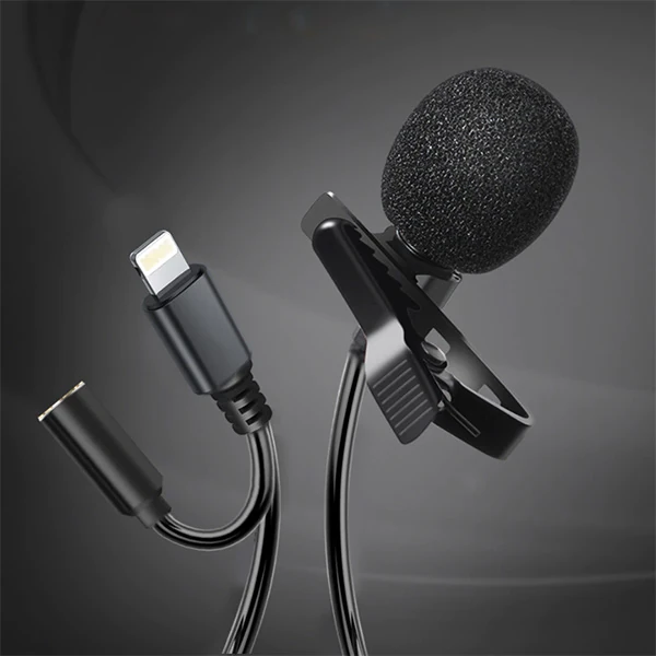 ALLY iPhone Lightning Yaka Mikrofonu+3.5MM jack Profesyonel Youtuber Mikrofonu-(5775)