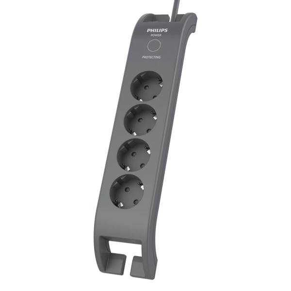 PHILIPS SPN3140A/62 4 Soket Akım Korumalı Priz 900 Joules 2Mt Kablo (Gri)(1923)