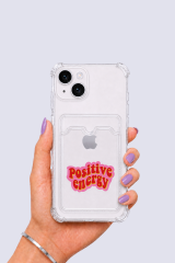 iPhone 13 Kartlıklı Pozitif Enerji Desenli Kılıf