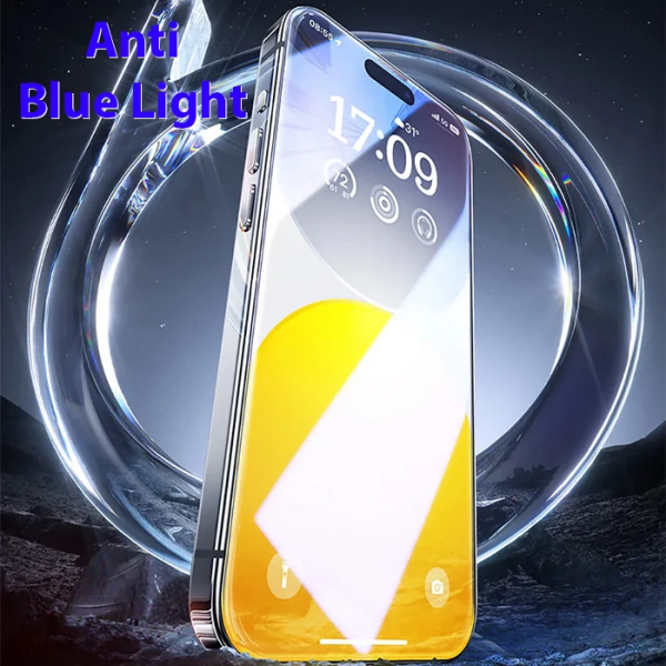 Baseus iPhone 15 Full Koruma Anti Mavi Işık Tempered Cam Ekran Koruyucu-(5775)