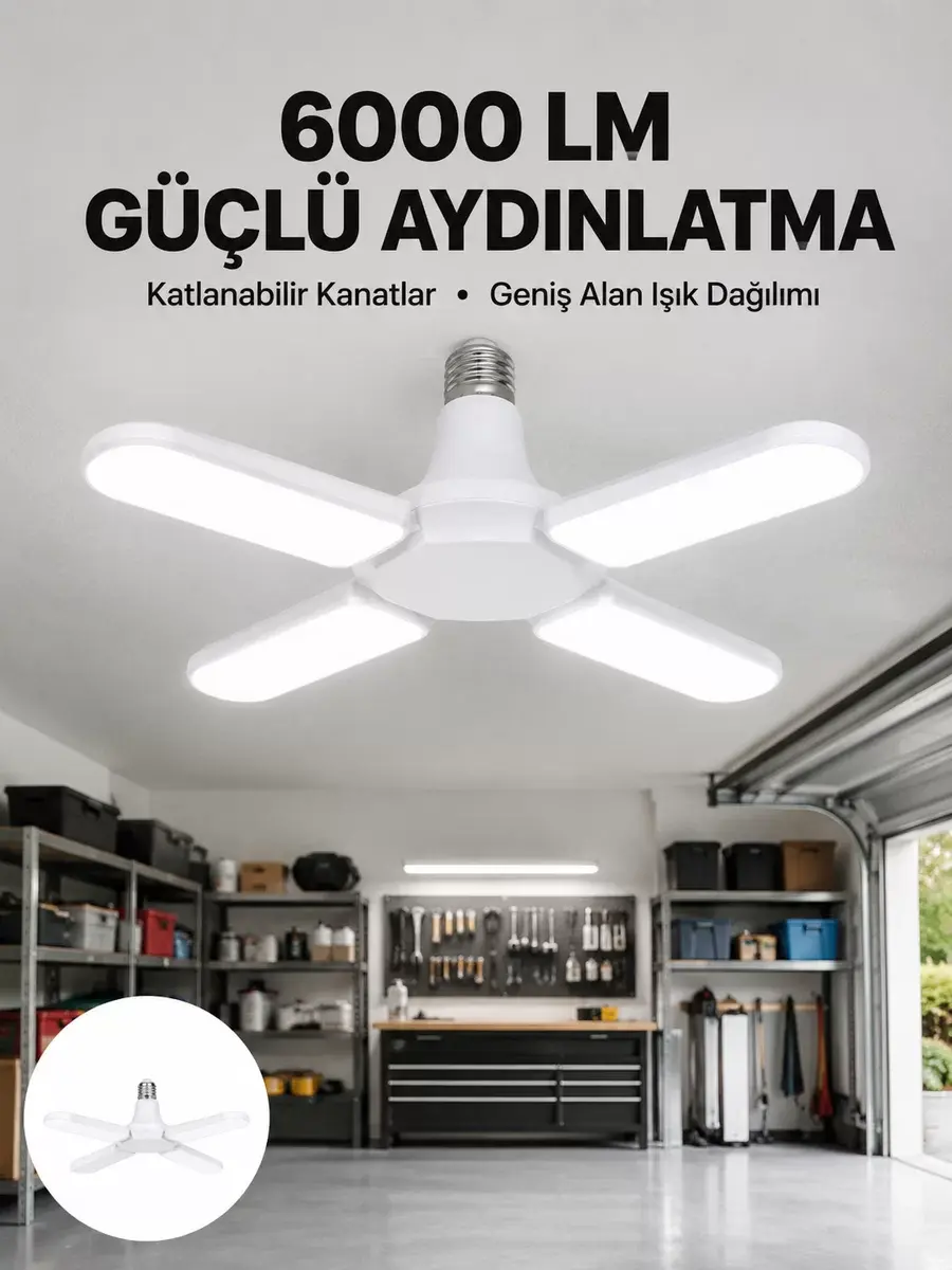 Enerji Tasarruflu LED Ampül 60 Watt 4 Kollu Beyaz Işık Yeni Nesil
