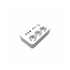 FLY 3406-01 3 Soket 3 USB Akım Korumalı Priz 2.1A Anahtarlı 2Mt Kablo (Beyaz)(1923)