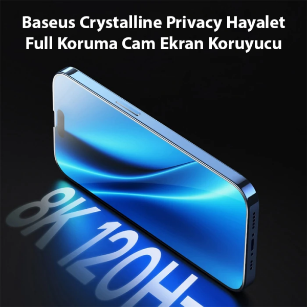 Baseus Crystalline iPhone 15 Plus Privacy Hayalet Full Koruma Cam Ekran Koruyucu-(5775)