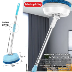 EZERE AA102 Pro Teleskopik Kablosuz Döner Temizlik Fırçası – Cam Tavan Zemin Uyumlu-(5775)