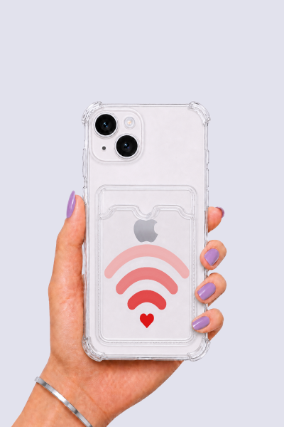 iPhone 14 Kartlıklı Aşk Sinyali Desenli Kılıf