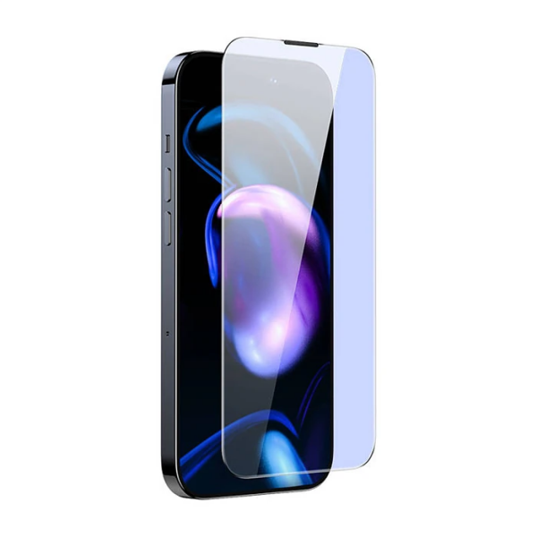 Baseus iPhone 15 Pro Full Koruma Anti Mavi Işık Tempered Cam Ekran Koruyucu 2 Adet Set-(5775)