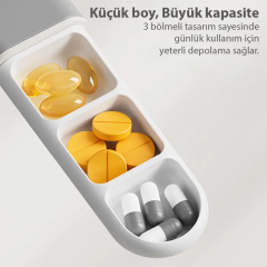 EZERE Taşınabilir 3 Bölmeli Nem Geçirmez Mini Hapİlaç Saklama Kutusu - BPA İçermez-(5775)