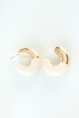 CCB Krem Gold Çift Renk Küpe 5886