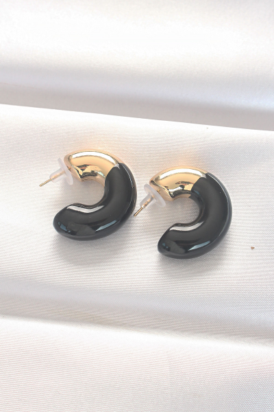 CCB Siyah Gold Çift Renk Küpe 5886