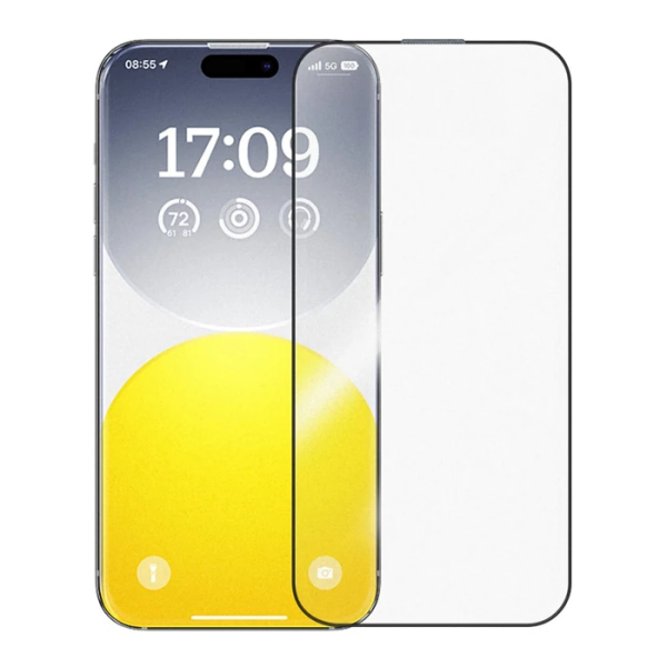 Baseus Crystalline iPhone 15 Pro için Parlama Önleyici Tempered Cam Ekran Koruyucu-(5775)