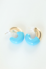 CCB Mavi Gold Çift Renk Küpe 5886