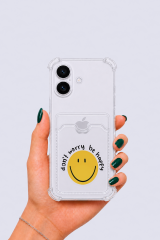iPhone 16 Kartlıklı Gülücük Desenli Kılıf