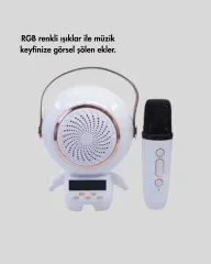 Renkli Işıklı Astronot Mini Bluetooth Speaker ve Karaoke Mikrofon