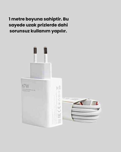 67 Watt Type C Şarj Adaptörü Poco X3 X4 X5 Pro Uyumlu