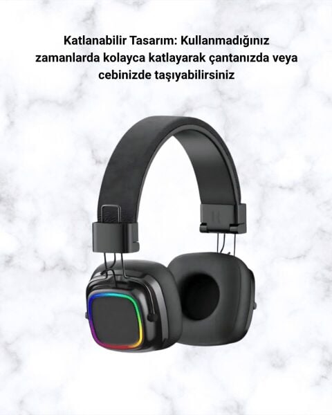 RGB Işıklı Katlanabilir Bluetooth 5.3 Kulak Üstü Kulaklık