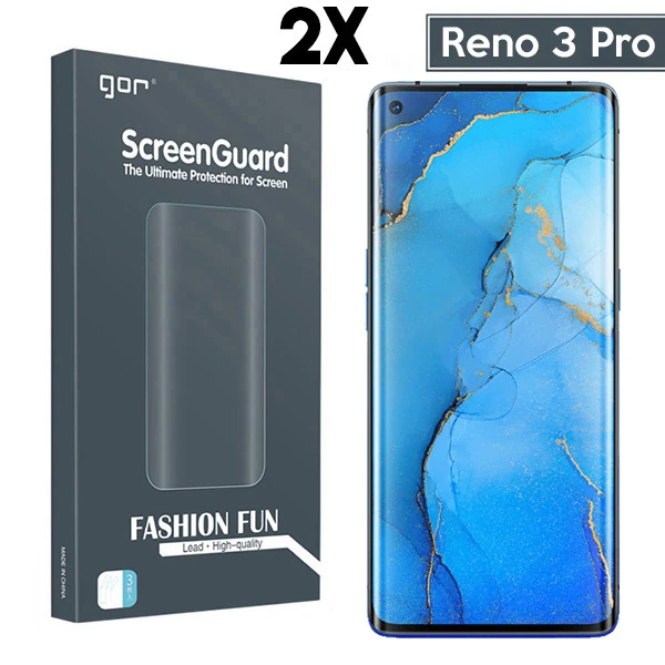 GOR Oppo Reno 3 Pro 3D Kavisli Full Ekran Koruyucu 2 Adet Set-(5775)