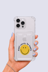 iPhone 13 Pro Max Kartlıklı Gülücük Desenli Kılıf