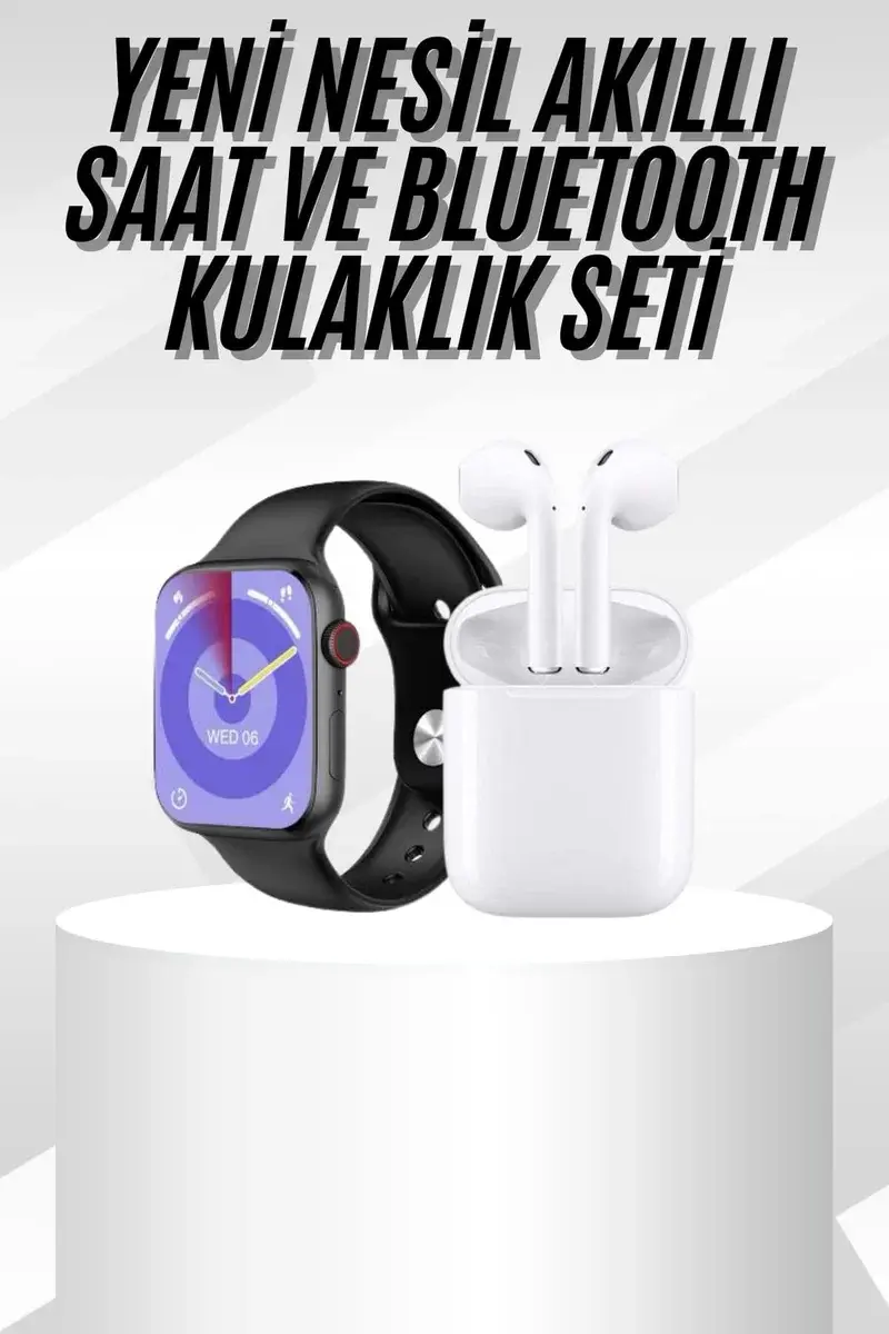 Yeni Nesil Akıllı Saat Ve Kulaklık Seti Gümüş Kasa Zarif Tasarım Çok Fonksiyonlu