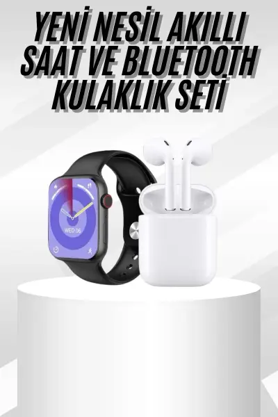 Yeni Nesil Akıllı Saat Ve Kulaklık Seti Gümüş Kasa Zarif Tasarım Çok Fonksiyonlu