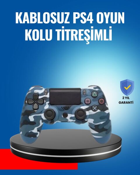 Bluetooth Kablosuz PS4 Gamepad Çift Motorlu Siyah Controller