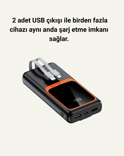 Dijital Ekranlı 20.000 mAh Powerbank | 22.5W Hızlı Şarj + Çoklu Bağlantı Seçeneği