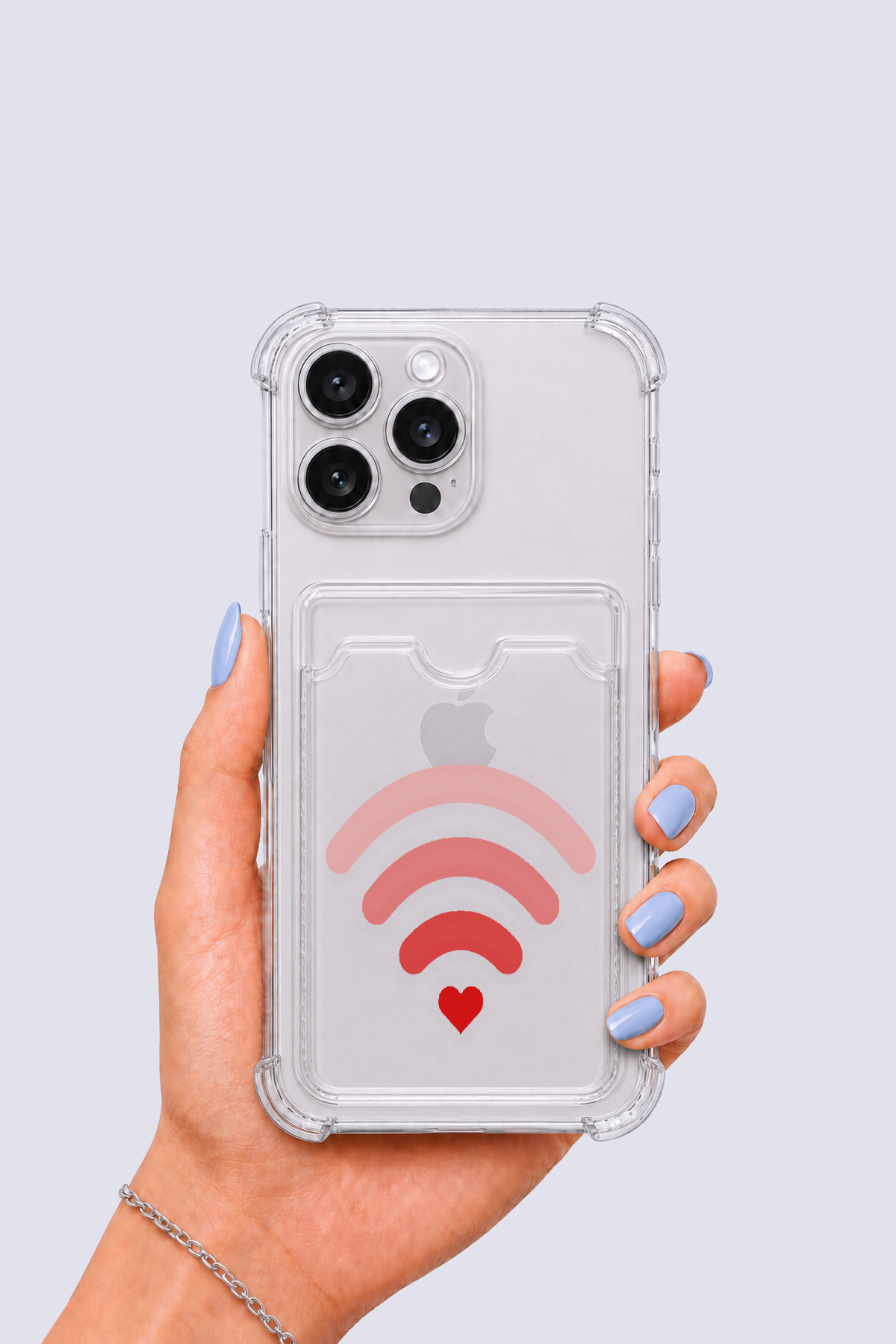 iPhone 14 Pro Max Kartlıklı Aşk Sinyali Desenli Kılıf