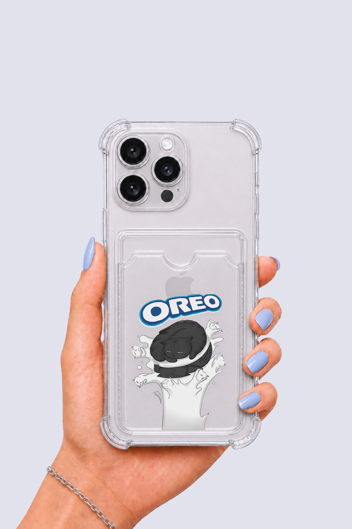 iPhone 14 Pro Max Kartlıklı OREO Desenli Kılıf