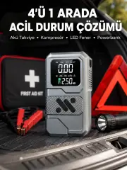 Araçlar İçin Akü Takviye Lastik Şişirme ve Powerbank Cihazı