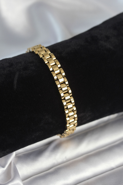 316L Çelik Gold Renk 7 mm Kalınlık Erkek Bileklik 5886