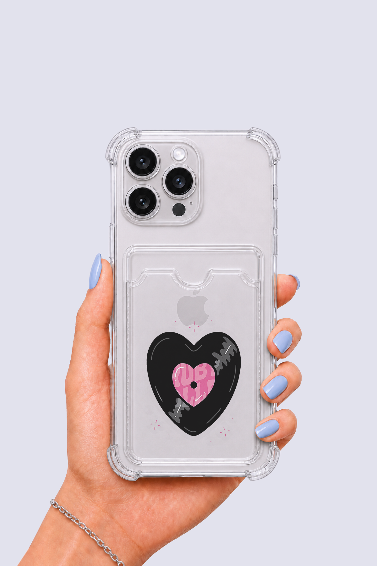 iPhone 16 Pro Max Kartlıklı Vinly Desenli Kılıf