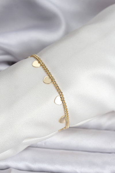 14K Gold Renk Kaplama Kalpli Model CM Kadın Bileklik 5886