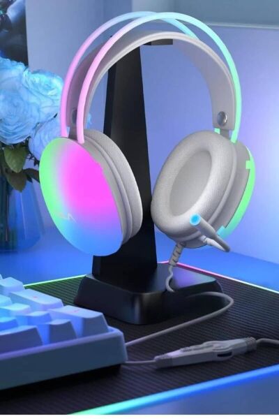 Kulak Üstü Kablosuz Bluetooth Kulaklık Unısex Renkli Işıklı Kulaklık