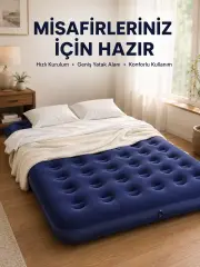 Çok Amaçlı Şişme Hava Yatağı Çift Kişilik Hızlı Şişirme Vanalı