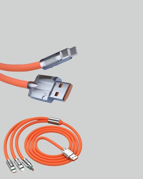 3’ü 1 Arada Kablo – 120W Hızlı Şarj ve Veri Aktarımı Özellikli