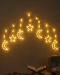 Dekoratif Ay Yıldız LED Ramazan Lambası Sıcak Beyaz Tasarım