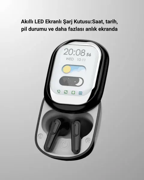 Şık Akıllı ve Güçlü: LED Ekranlı Kablosuz Kulaklık Seti